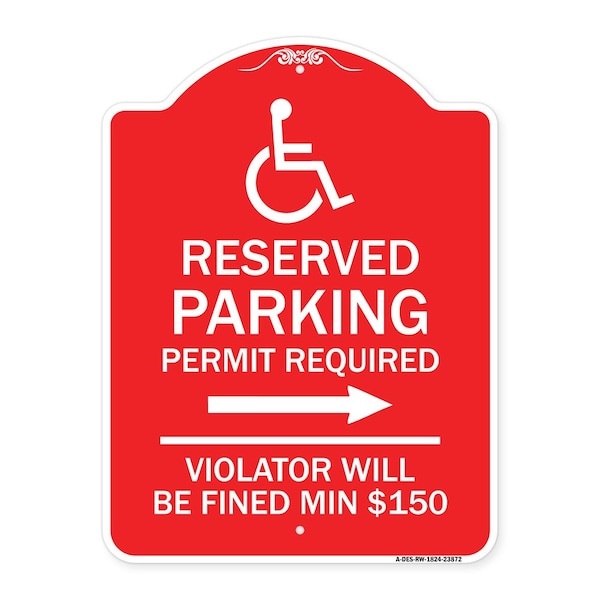 Signmission Modern Isa Connecticut Reserved Parking Permit Required Violators Fin Alum, 18" x 24", RW-1824-23872 A-DES-RW-1824-23872 - main